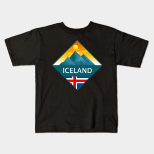 Iceland Mountain Sticker, Iceland Sticker Kids T-Shirt